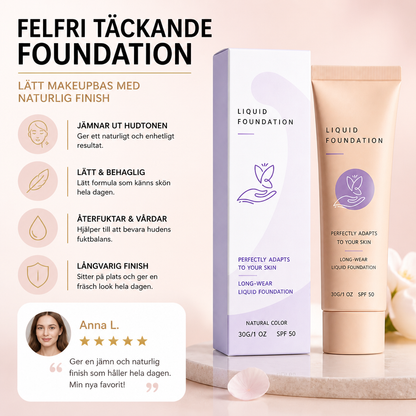 Felfri Täckande Foundation – Lätt Makeupbas Med Naturlig Finish