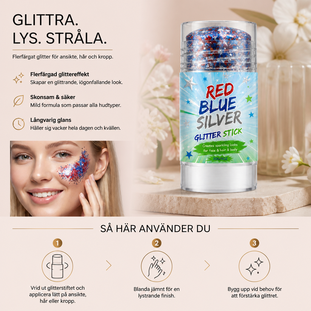 Flerfärgad Glitterstift – Glittrande Makeup För Ansikte, Hår Och Kropp