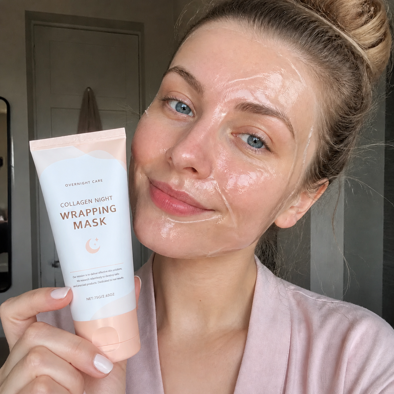 Kollagen Peel-Off Sovmask – Övernattande Återfuktning & Slätare Hud