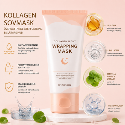 Kollagen Peel-Off Sovmask – Övernattande Återfuktning & Slätare Hud