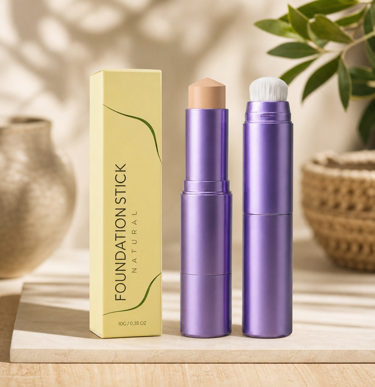 Foundationstick Med Borste – Jämn Naturlig Täckning För Vardagsmakeup