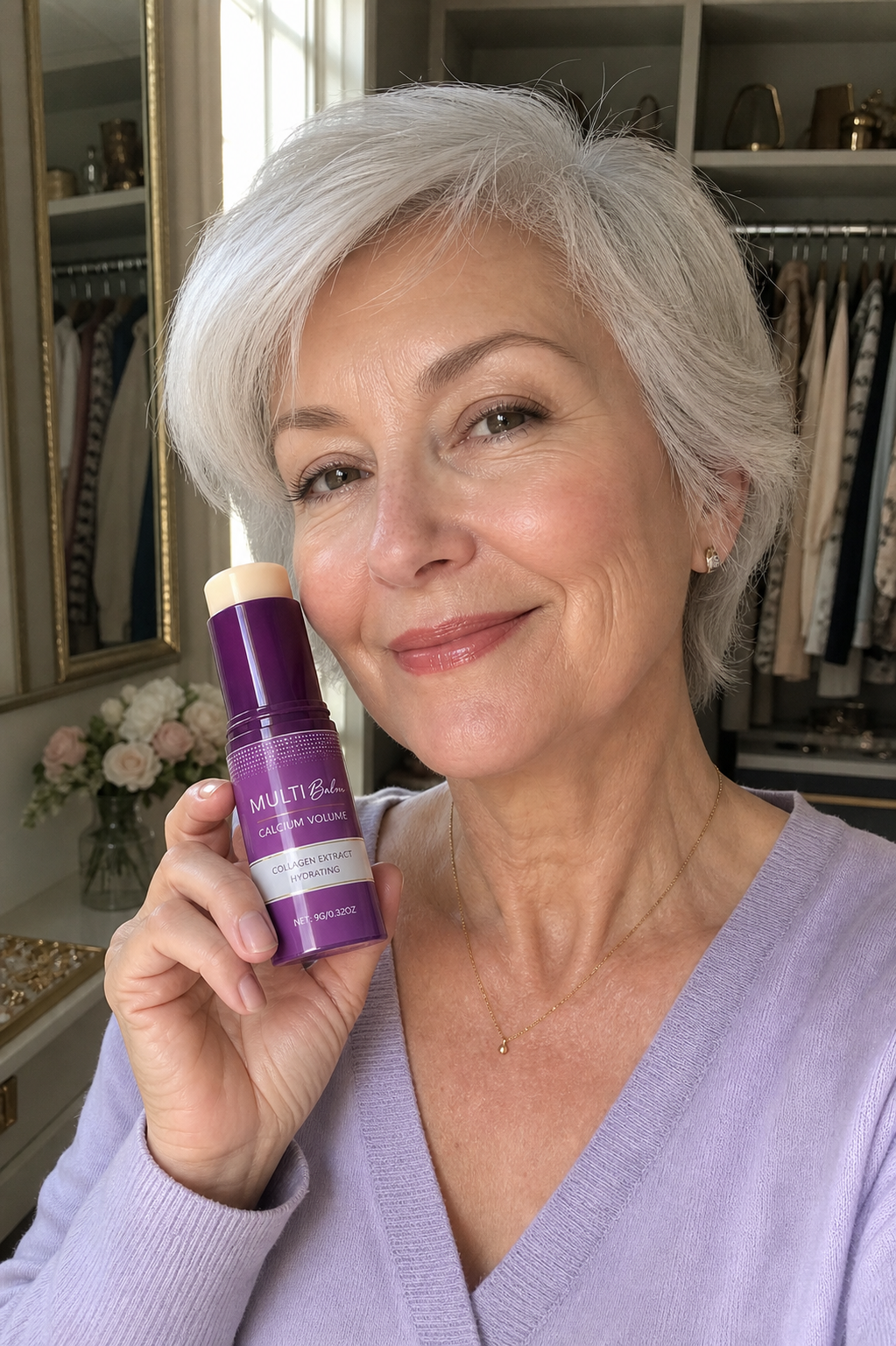 Kund som applicerar Multi Balm Calcium Volume på armbågar