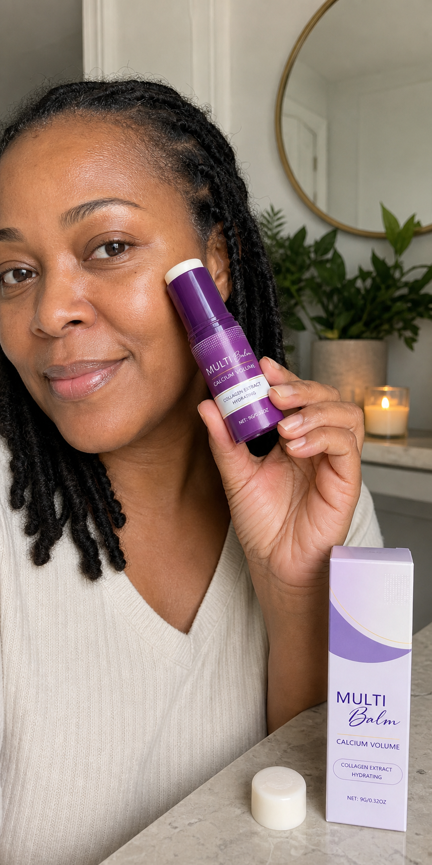 En kund som använder en produkt från Svenska Beauty