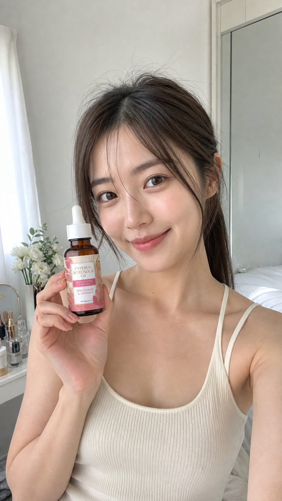 En kund som använder en produkt från Svenska Beauty