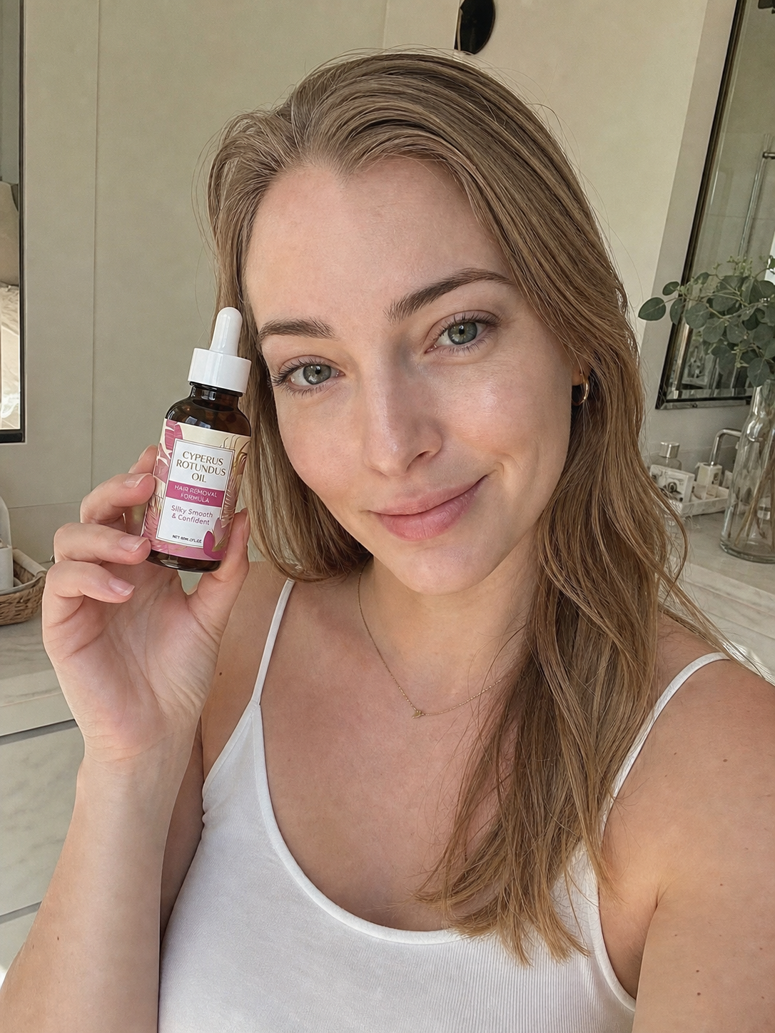 En kund som använder en produkt från Svenska Beauty