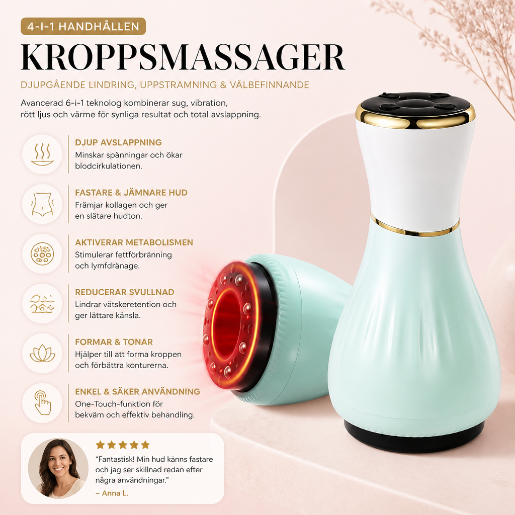 4-i-1 handhållen djupgående kroppsmassager med värme, vibration och rött ljusterapi