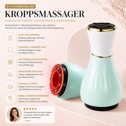 4-i-1 handhållen djupgående kroppsmassager med värme, vibration och rött ljusterapi