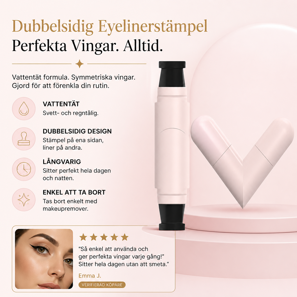 Vattentät dubbelsidig eyelinerstämpel för symmetriska vingar