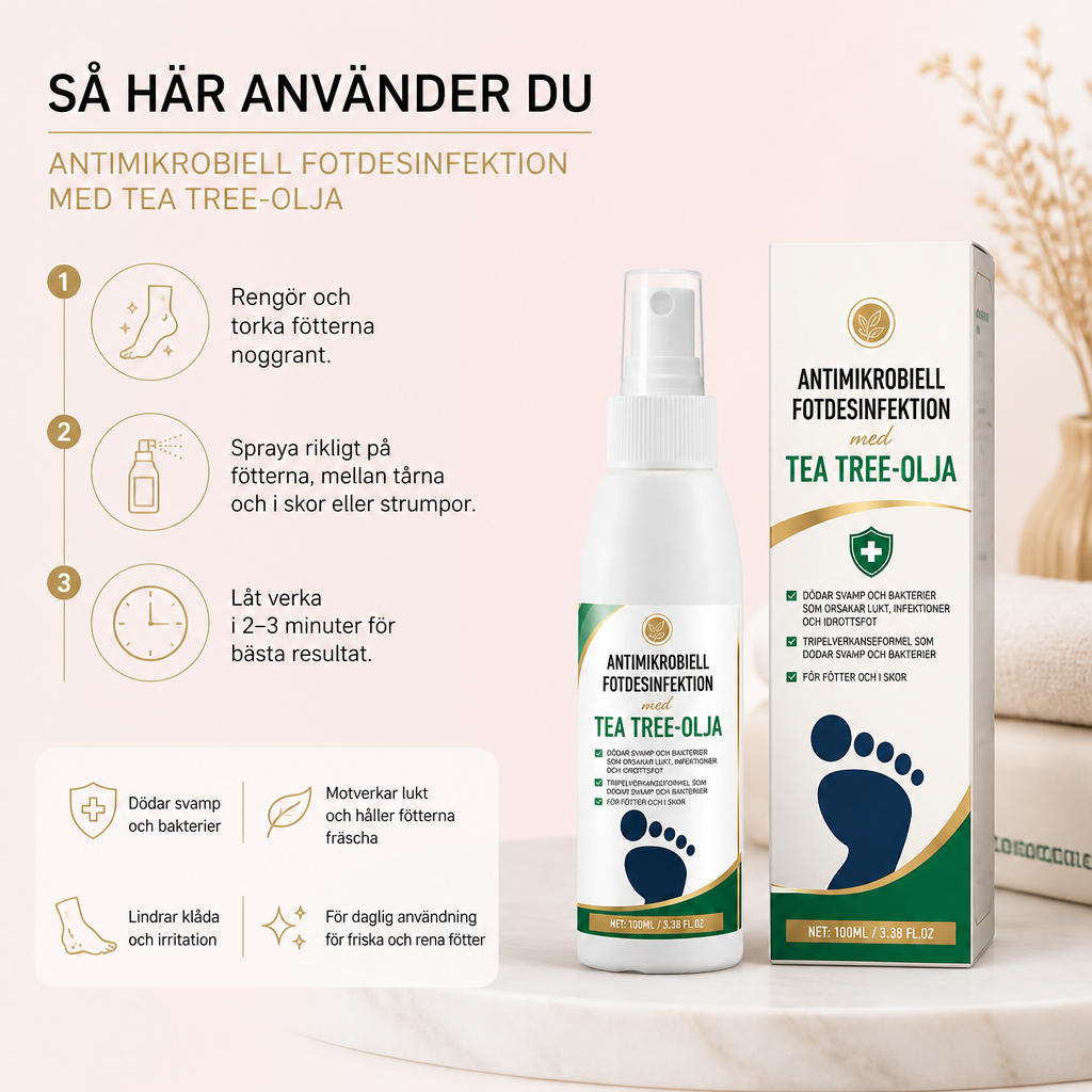 Antimikrobiell Fotdesinfektion med Tea Tree-olja – Kontroll av Fotsvamp och Lukt