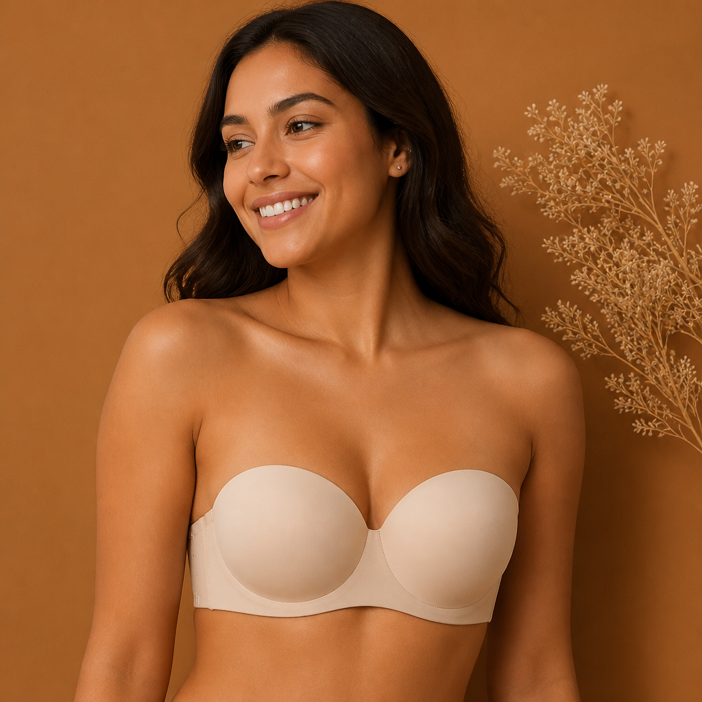 Axelbandslös Bandeau Push-Up-BH – Halkfri, Stödjande & Sömlös för Maximalt Grepp
