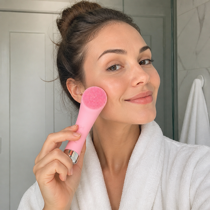Elektrisk ansiktsrengöringsborste med värme, vibration, skonsam exfoliering och massage